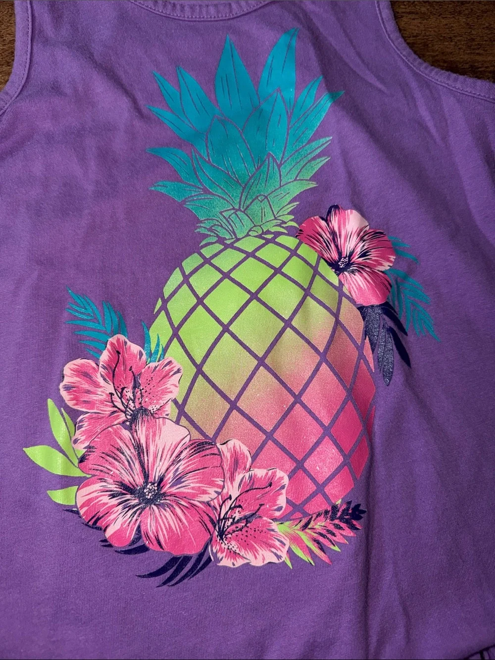 The Children's Place Lavender Pineapple Fringe Tank Top